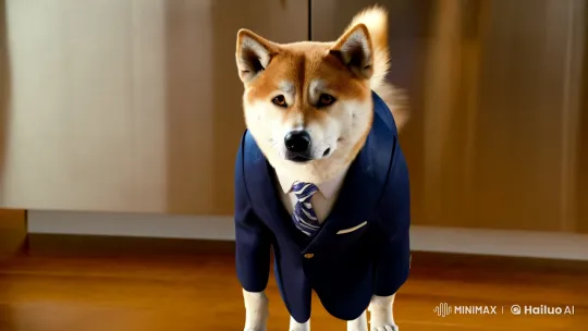 Shiba Inu in Suit Stands in Sophisticated Kitchen – AI Generated Video | Hailuo AI