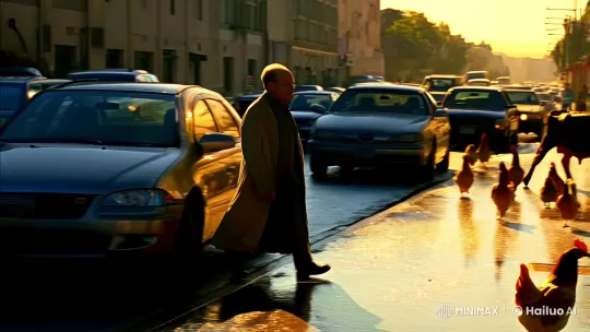Urban Street with Man, Animals, and Golden Light – AI Generated Video | Hailuo AI