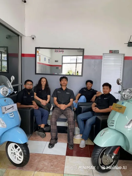 Five Individuals in Black Uniforms Perform Kung Fu Around Vespa Scooters – AI Generated Video | Hailuo AI
