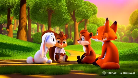 Forest Friends Share Dreams in Tranquil Setting – AI Generated Video | Hailuo AI