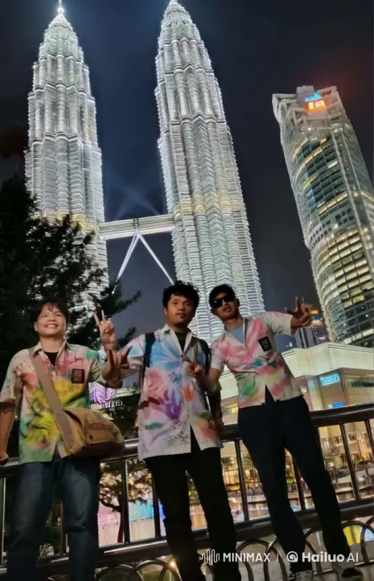 Nighttime Kung Fu Display by Friends at Petronas Towers – AI Generated Video | Hailuo AI