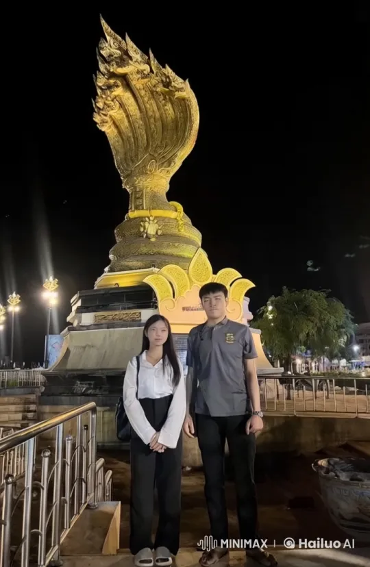 Nighttime Kung Fu Display in Front of Glowing Statue – AI Generated Video | Hailuo AI