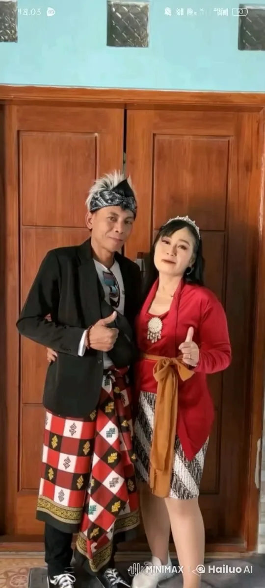 Couple Poses for Photo in Traditional Attire – AI Generated Video | Hailuo AI