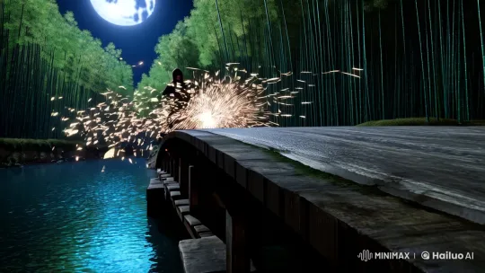 Nighttime Ninja Showdown in Serene Bamboo Forest – AI Generated Video | Hailuo AI