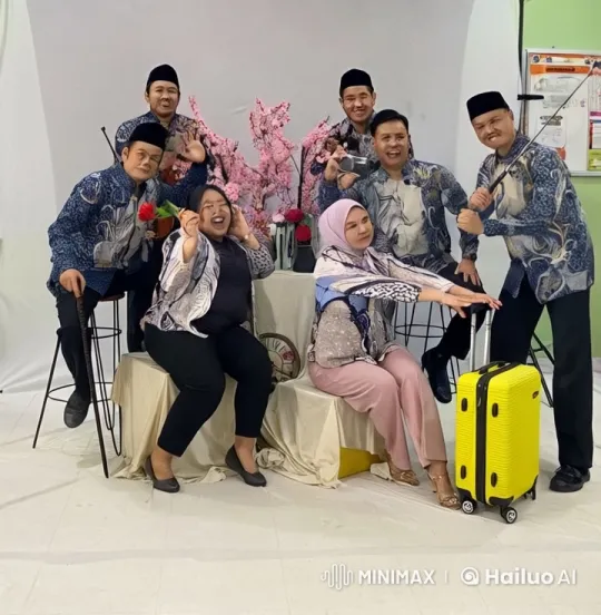 Seven People in Dynamic Kung Fu Poses with Floral Decor – AI Generated Video | Hailuo AI