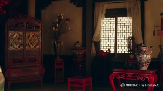 Red Smoke Transforms into a Female Devil in Traditional Chinese Room – AI Generated Video | Hailuo AI