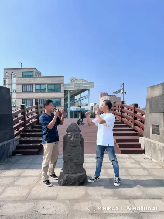 Kung Fu Masters Showcase Skills on Pedestrian Bridge – AI Generated Video | Hailuo AI