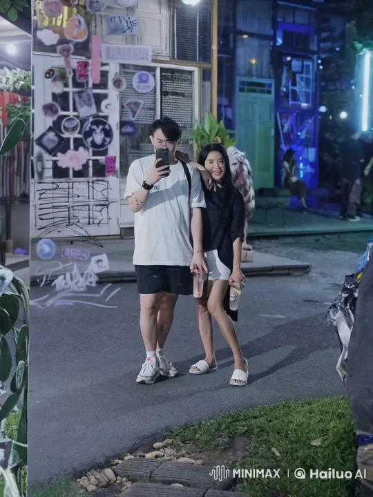 Couple Displaying Martial Arts Skills in Urban Night Setting – AI Generated Video | Hailuo AI