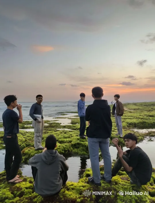Young Men Display Kung Fu Skills on Rocky Shore at Sunset – AI Generated Video | Hailuo AI