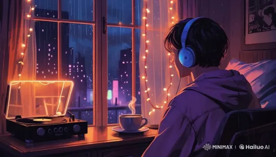 Nocturnal Cozy Bedroom Scene with Nostalgic Lo-Fi Vibes – AI Generated Video | Hailuo AI