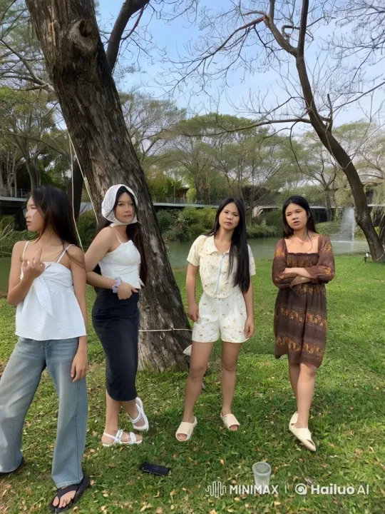 Women's Kung Fu Showdown in Serene Park Setting – AI Generated Video | Hailuo AI