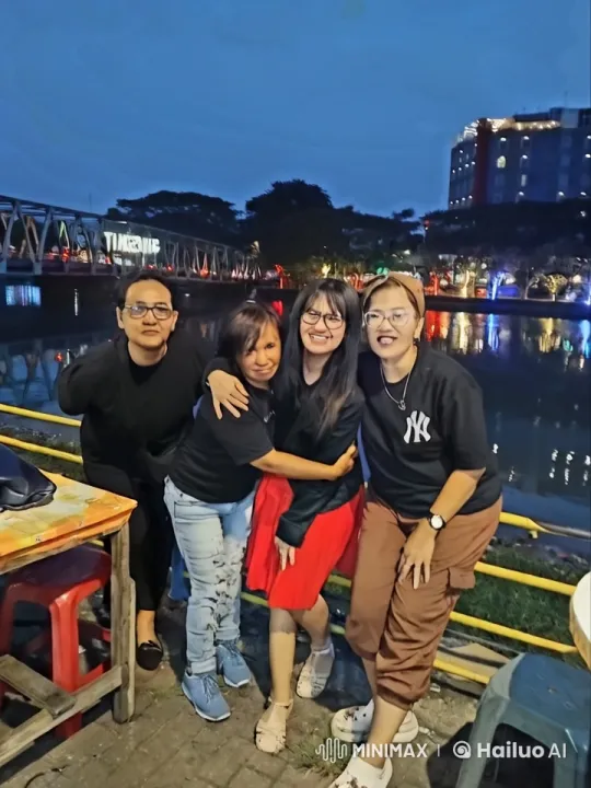 Friends Display Kungfu Skills by Tangerang Riverside at Dusk – AI Generated Video | Hailuo AI