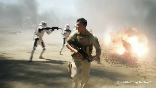 American Marine in Intense Battle Against Imperial Stormtroopers – AI Generated Video | Hailuo AI