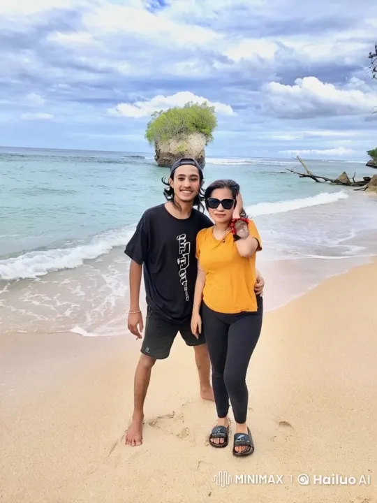 Two Friends Enjoy Serenity on a Picturesque Beach – AI Generated Video | Hailuo AI