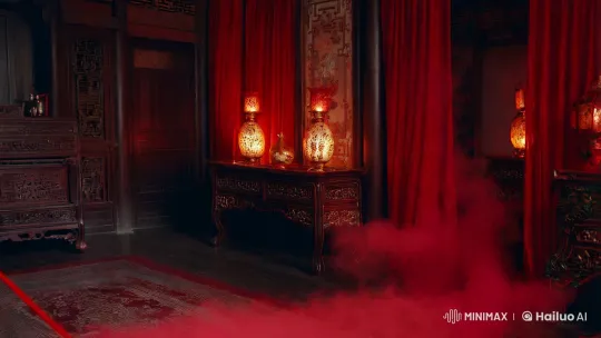 Possessed Woman Emerges in Opulent Chinese Room – AI Generated Video | Hailuo AI