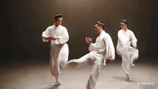 Aesthetic Kungfu Display in Minimalist Studio Setting – AI Generated Video | Hailuo AI