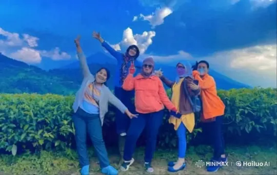 Joyful Friends Celebrate in Majestic Mountains – AI Generated Video | Hailuo AI