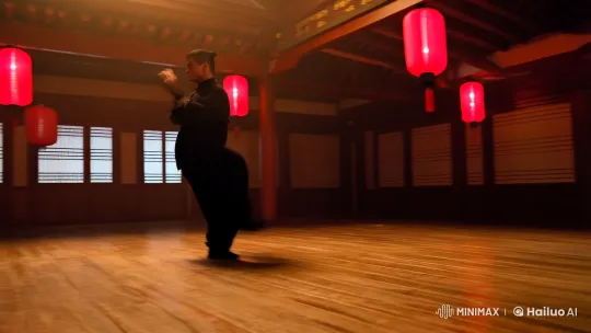 Dynamic Kungfu Fight in Dramatic Training Hall Setting – AI Generated Video | Hailuo AI