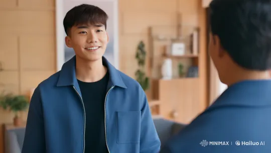 Young Man Builds Friendship with Warm Handshake and Hug – AI Generated Video | Hailuo AI