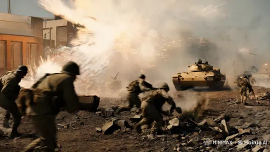 Racing Camera Captures the Intensity of War – AI Generated Video | Hailuo AI