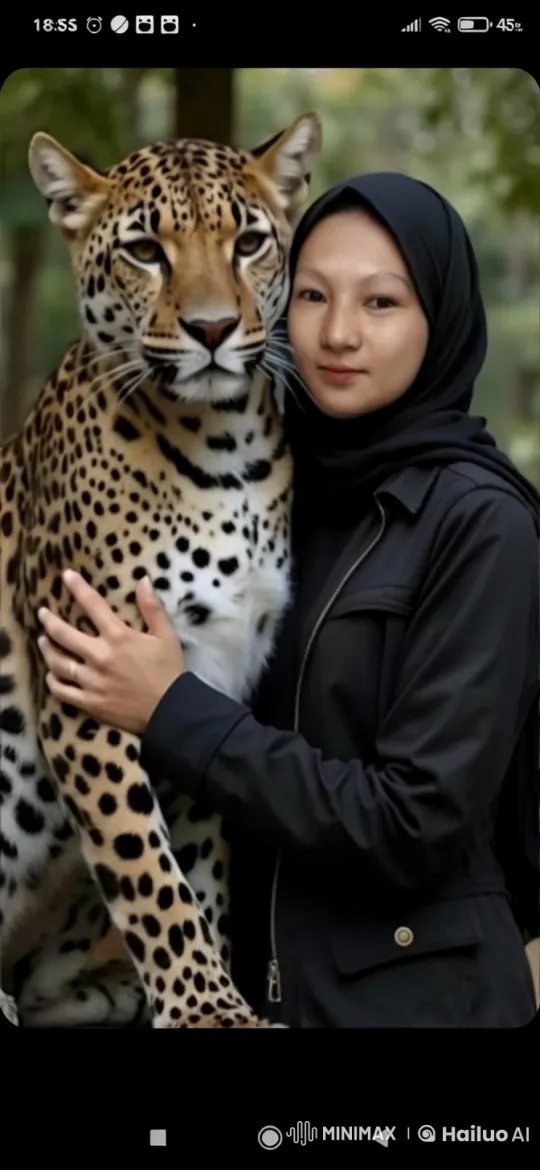 Close Embrace: Person and Leopard Share Tender Bond – AI Generated Video | Hailuo AI