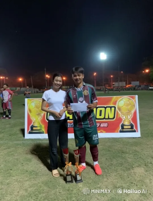 Nighttime Football Field Celebration with Martial Arts Display – AI Generated Video | Hailuo AI
