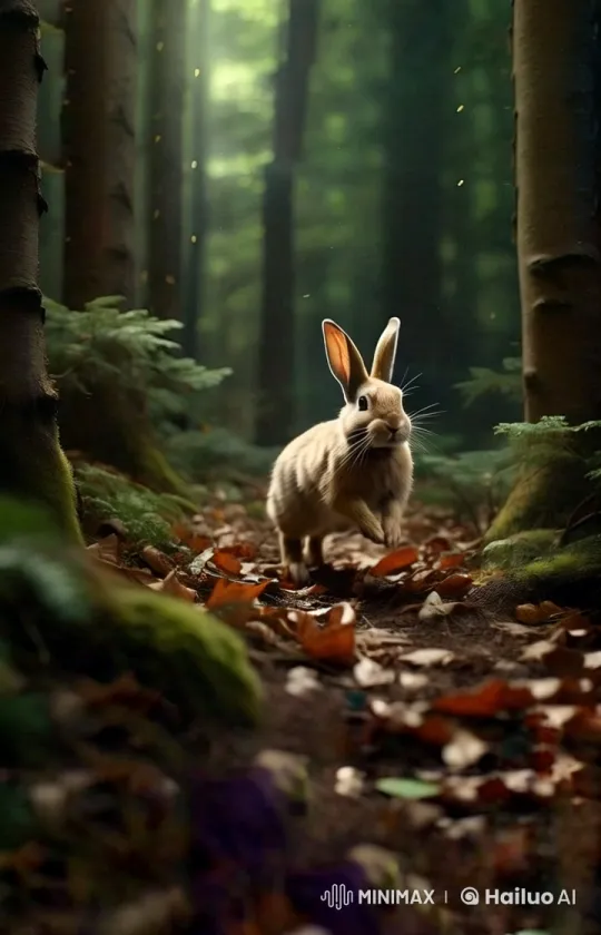 Fluffy Rabbit Dash in Lush Forest Scene – AI Generated Video | Hailuo AI