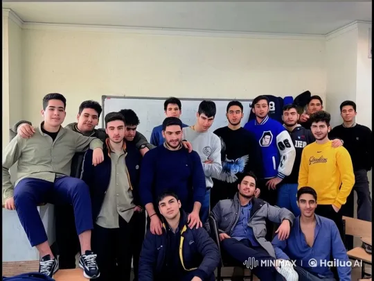 Young Men Share Affectionate Moments in Classroom – AI Generated Video | Hailuo AI