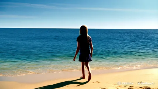 Girl Faces Comical Boxing Shark on Serene Beach – AI Generated Video | Hailuo AI