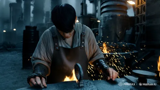 Blacksmith Apprentice Embarks on Quest with Ancient Ember – AI Generated Video | Hailuo AI