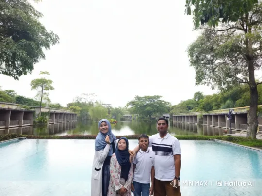 Family Performs Kung Fu in Scenic Resort Setting – AI Generated Video | Hailuo AI