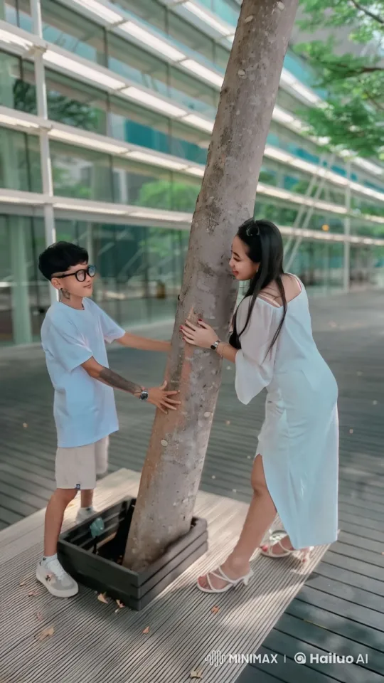 Playful Kungfu Sparring Between Two Youths on Wooden Deck – AI Generated Video | Hailuo AI