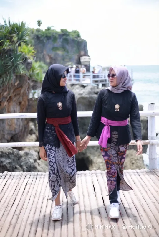 Girls Perform Playful Kungfu on Seaside Bamboo Bridge – AI Generated Video | Hailuo AI