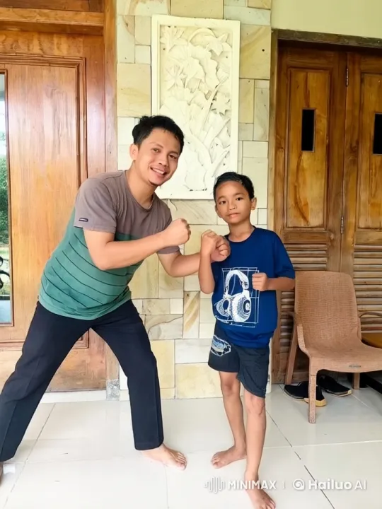 Father and Son Practice Kung Fu and Kickboxing – AI Generated Video | Hailuo AI