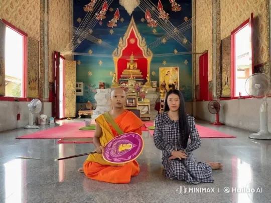 Thai Temple Kung Fu Fight: Monk vs. Woman – AI Generated Video | Hailuo AI