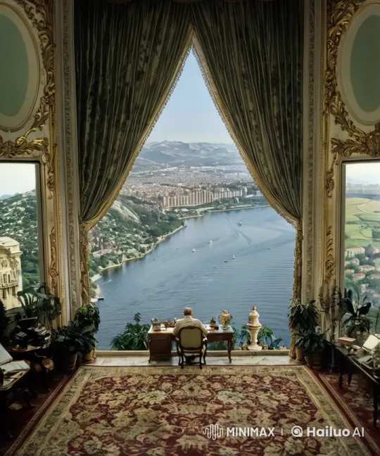 Opulent Room with Expansive River and City View – AI Generated Video | Hailuo AI