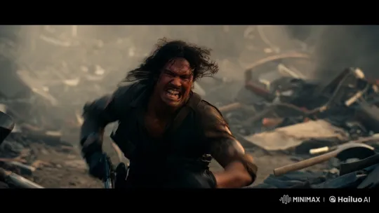 Rambo's Intense Emotion in Chaotic Battlefield – AI Generated Video | Hailuo AI
