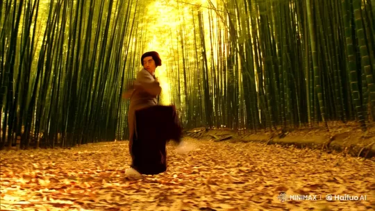 Martial Artist Showcases Grace in Bamboo Forest – AI Generated Video | Hailuo AI
