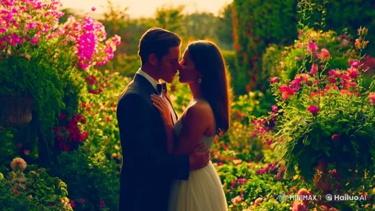 Romantic Embrace in a Sunlit Garden – AI Generated Video | Hailuo AI