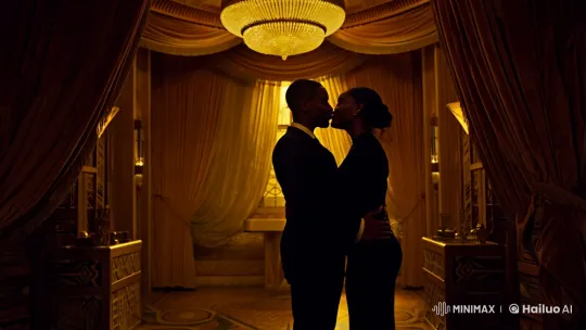 Intimate Moment Captured in Opulent Art Deco Setting – AI Generated Video | Hailuo AI