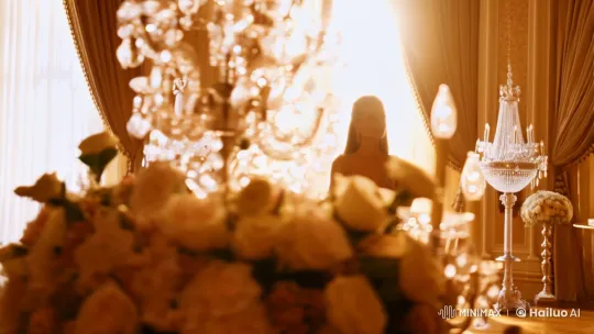 Opulent Ballroom Tracking Shot with Elegant Subject – AI Generated Video | Hailuo AI