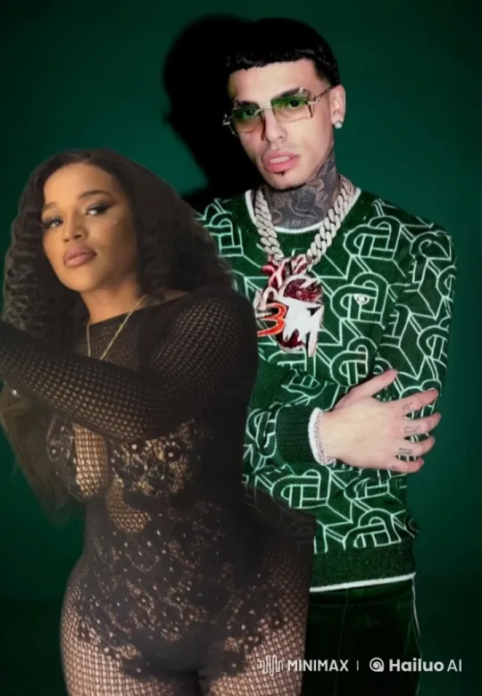 Couple's Stylish Embrace and Kiss in a Green Setting – AI Generated Video | Hailuo AI