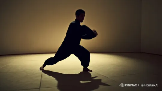 Artful Kung Fu Mastery in Minimalist Dojo Setting – AI Generated Video | Hailuo AI