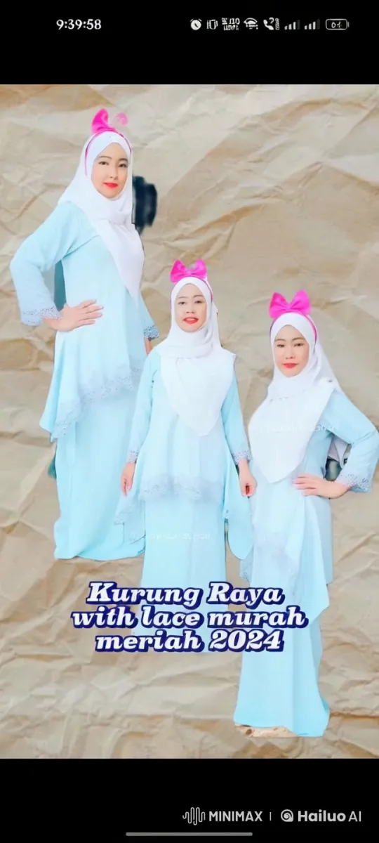 Girls in Lace 'Kurung Raya' Perform Kung Fu – AI Generated Video | Hailuo AI