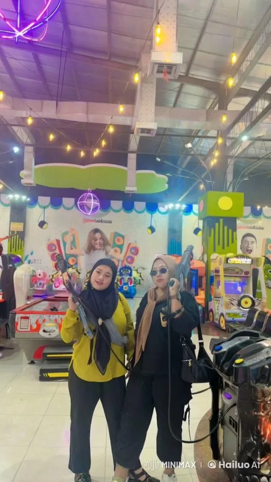 Women Perform Kungfu in Colorful Arcade Setting – AI Generated Video | Hailuo AI