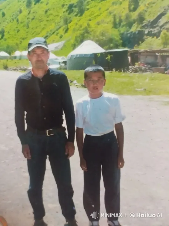 Man and Boy Stand in Peaceful Rural Setting – AI Generated Video | Hailuo AI