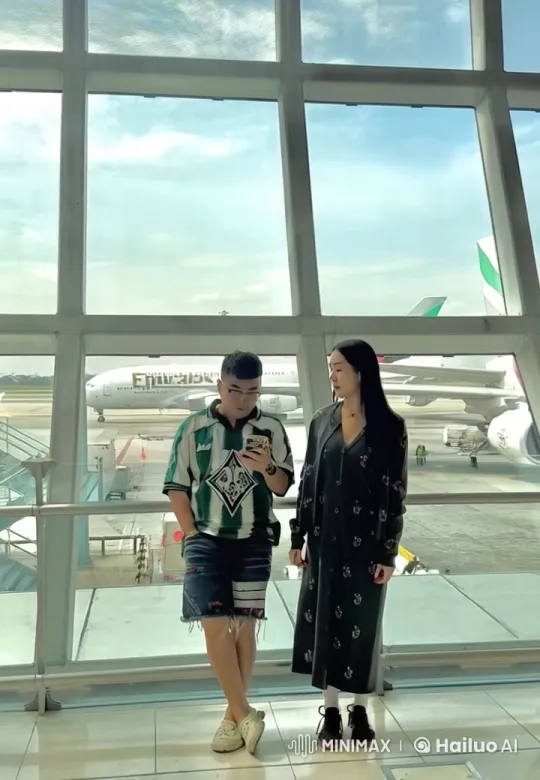 Casual Kung Fu Duo Practicing in Airport Terminal – AI Generated Video | Hailuo AI