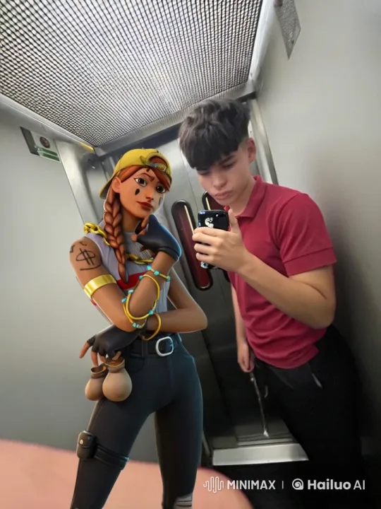 Man and Cartoon Character Embrace in Elevator – AI Generated Video | Hailuo AI