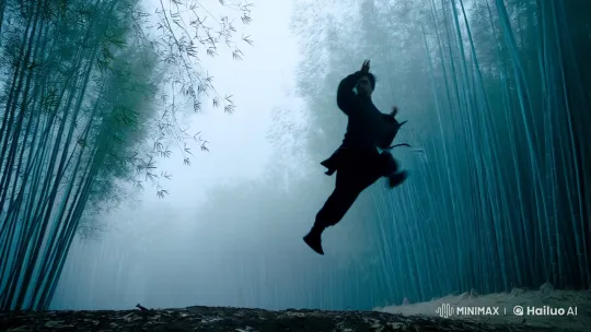 Martial Arts Mastery in Misty Bamboo Forest – AI Generated Video | Hailuo AI