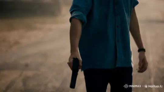 Young Man with Pistol in Slow Motion: Aesthetic Tension – AI Generated Video | Hailuo AI